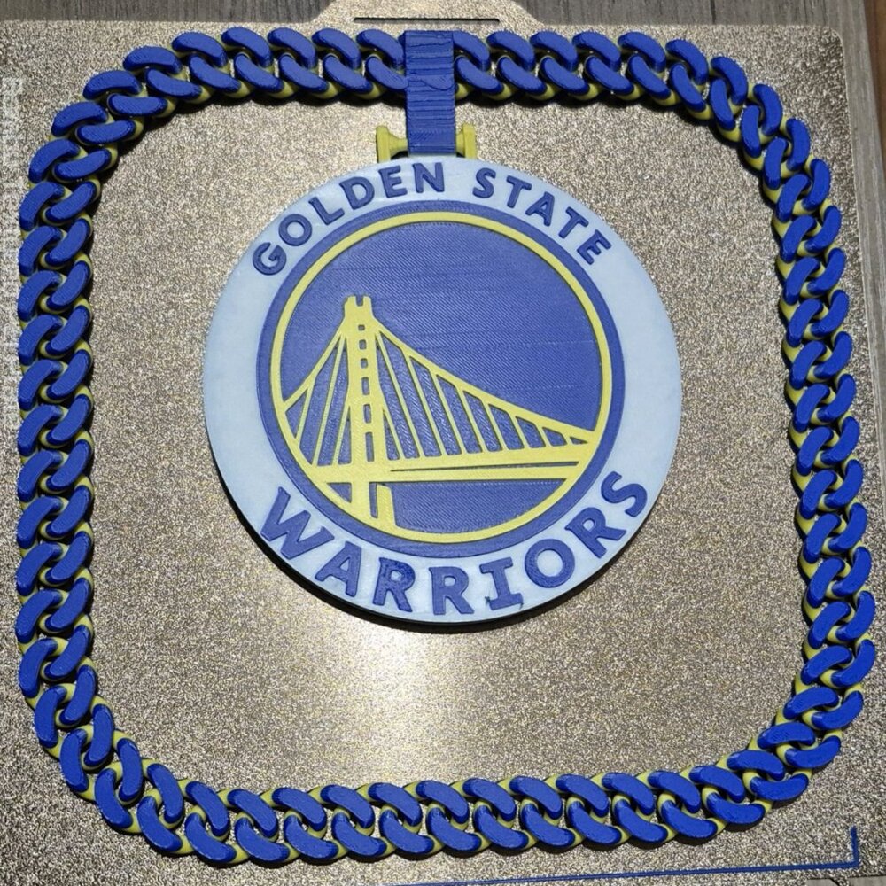 Golden State Warriors Inspired 3D Printed Chain – Bold Fan Necklace 💛💙